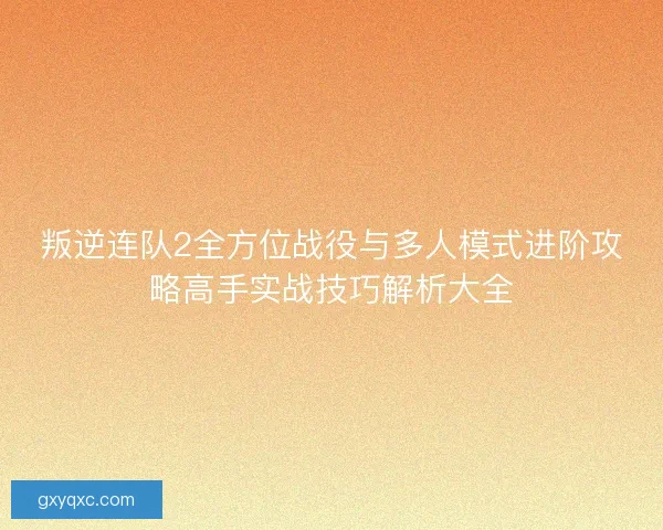 叛逆连队2全方位战役与多人模式进阶攻略高手实战技巧解析大全
